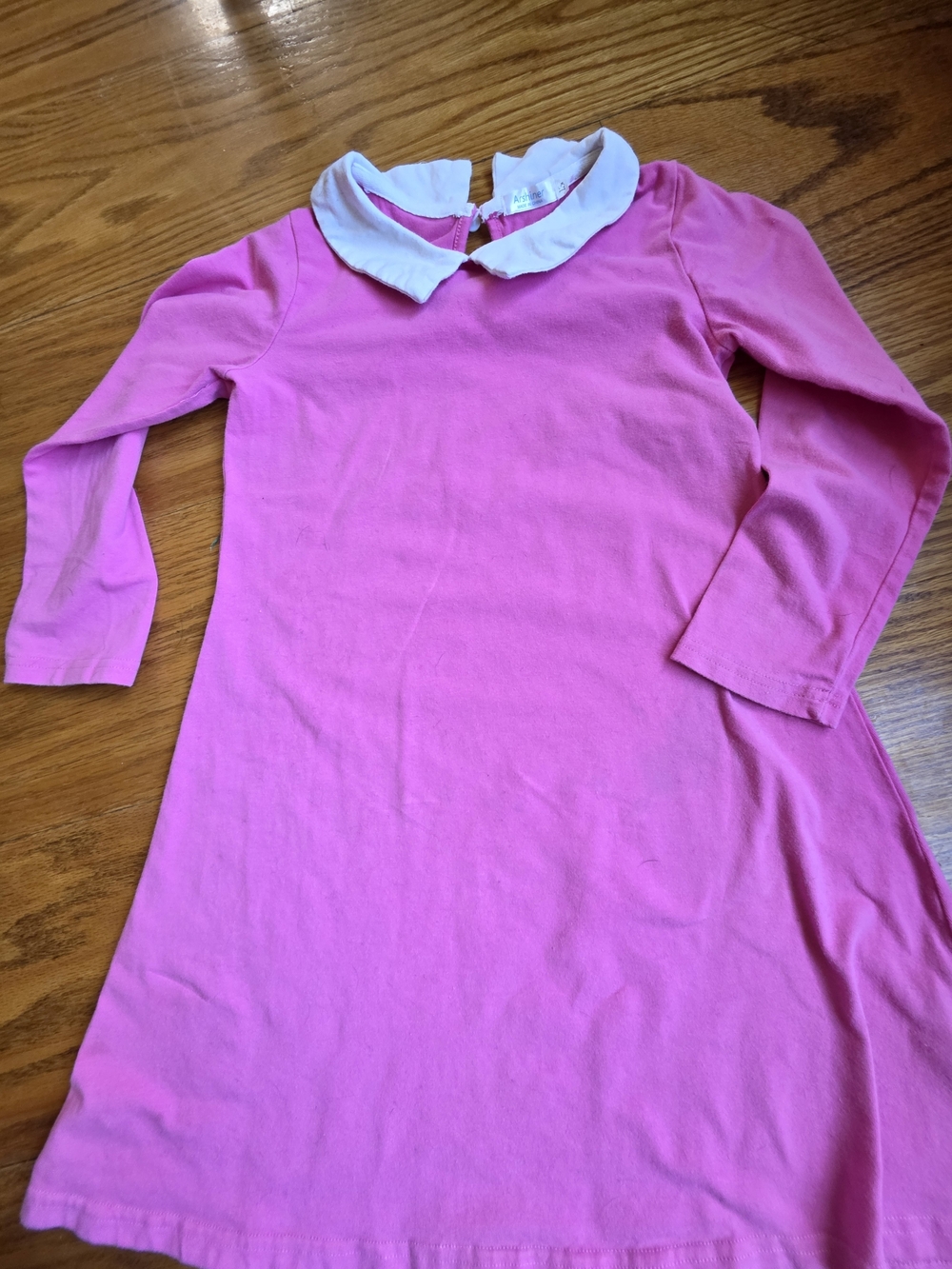 Pink Long Sleeve Dress with White Peter Pan Collar